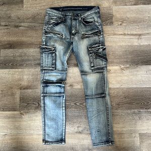 VERSACE 19V69 Italia Washed Stretch Denim 7 Pockets Designer Zippers W30 L30